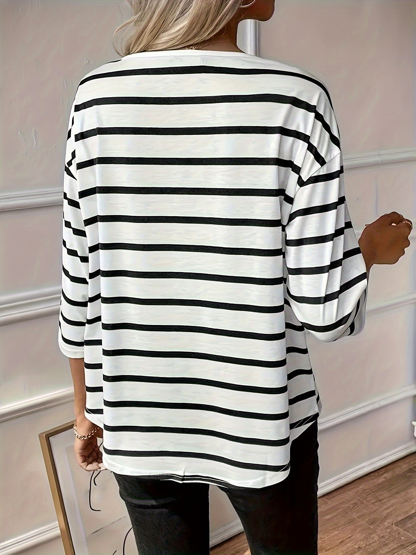 Vireth | Lässiges gestreiftes Damen-T-Shirt - Weiches Baumwollgemisch, leichtes Top