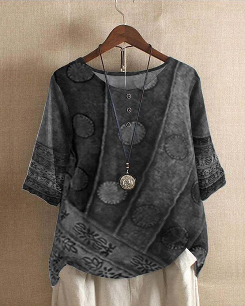 Freya | Bohemian Floral Top für Frauen - Leichtes, locker sitzendes, halbarmiges hemd