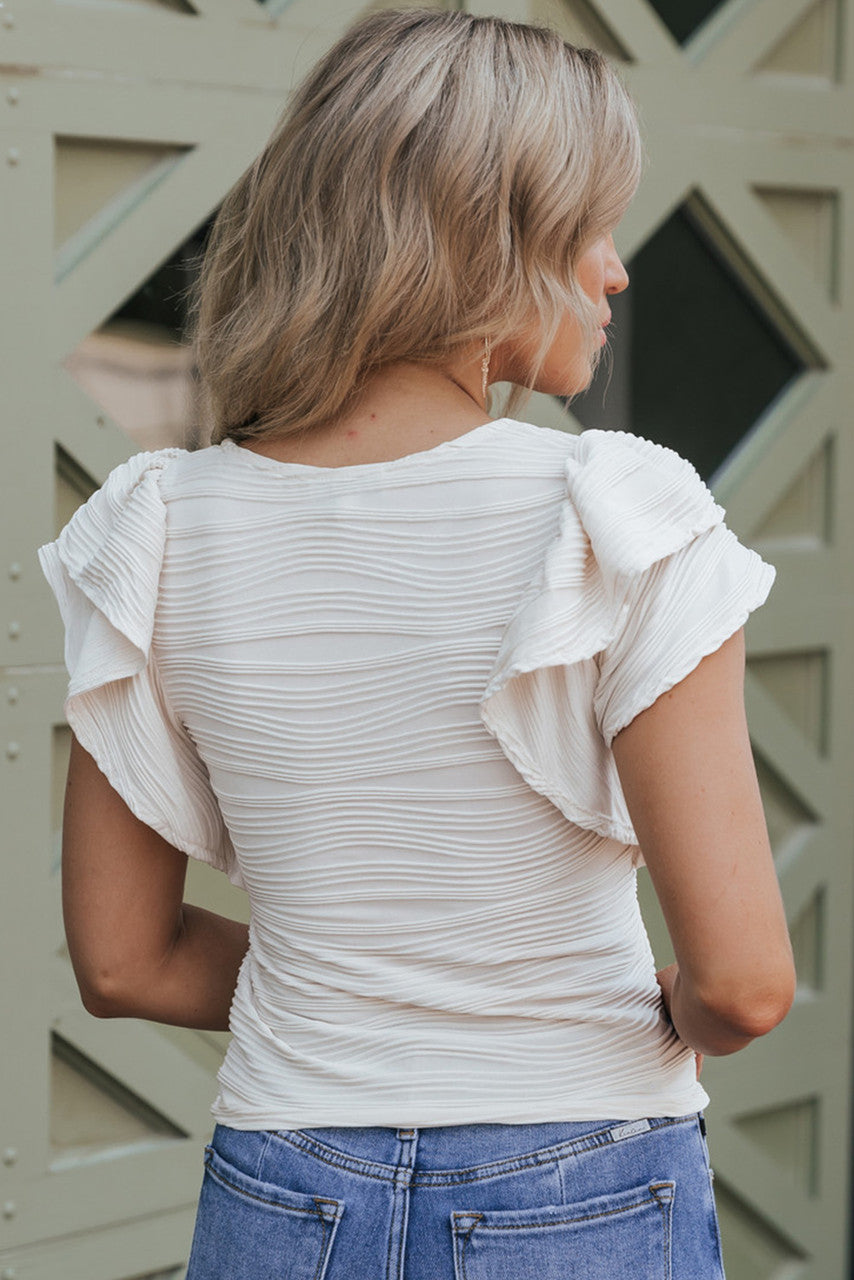 Vixelle | Texturierte Bluse mit gerafften Ärmeln - Elegantes, leichtes Freizeit-Top
