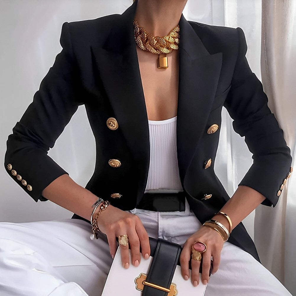 Tazira | Eleganter, maßgeschneiderter Damenblazer - Old Money Style Jacke mit Goldknöpfen