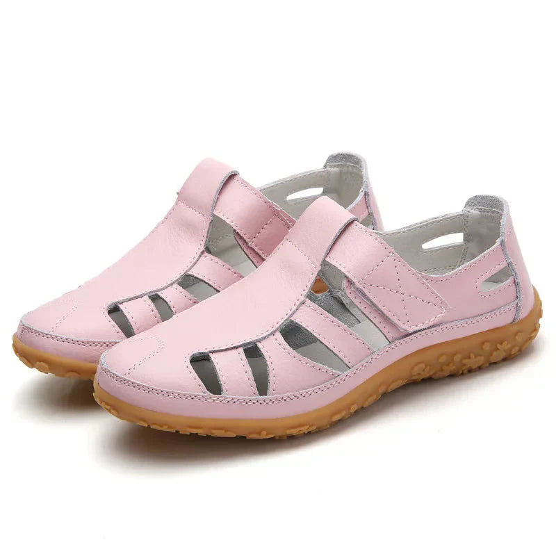 Solevera | Orthopädische Damen-Ledersandalen - rutschfest, geschlossene Zehe, Fußgewölbestütze