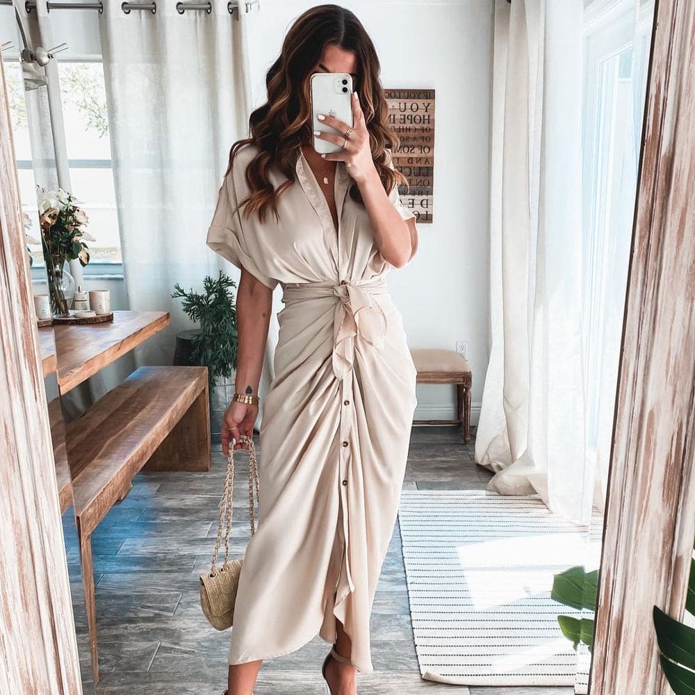 Nikoletta | Elegantes Maxi-Wickelkleid für Frauen - schmeichelhafte Silhouette