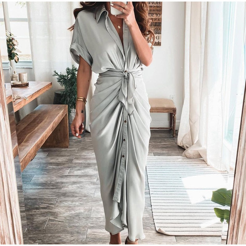Nikoletta | Elegantes Maxi-Wickelkleid für Frauen - schmeichelhafte Silhouette