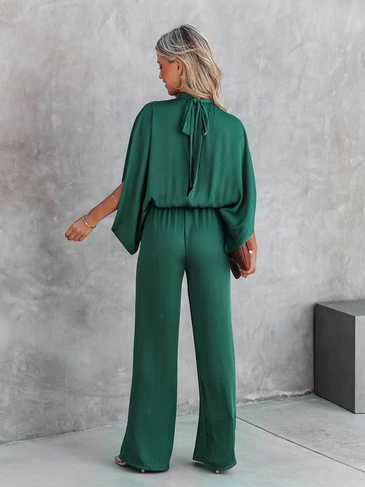 Sanna | Eleganter Jumpsuit für Frauen - Lange kreative Ärmel, weites Bein, formelles einteiliges Outfit