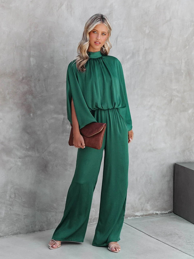 Sanna | Eleganter Jumpsuit für Frauen - Lange kreative Ärmel, weites Bein, formelles einteiliges Outfit