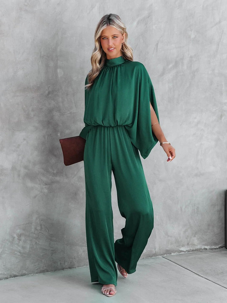 Sanna | Eleganter Jumpsuit für Frauen - Lange kreative Ärmel, weites Bein, formelles einteiliges Outfit