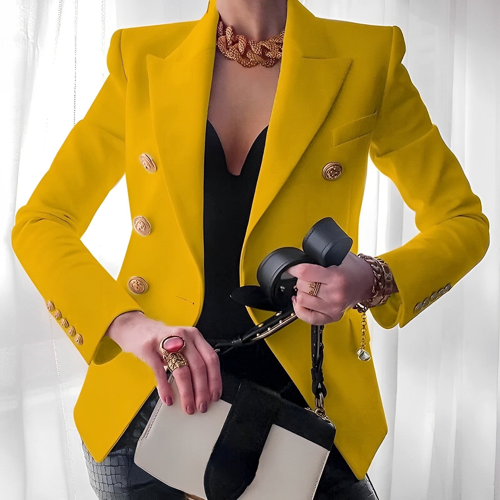 Tazira | Eleganter, maßgeschneiderter Damenblazer - Old Money Style Jacke mit Goldknöpfen