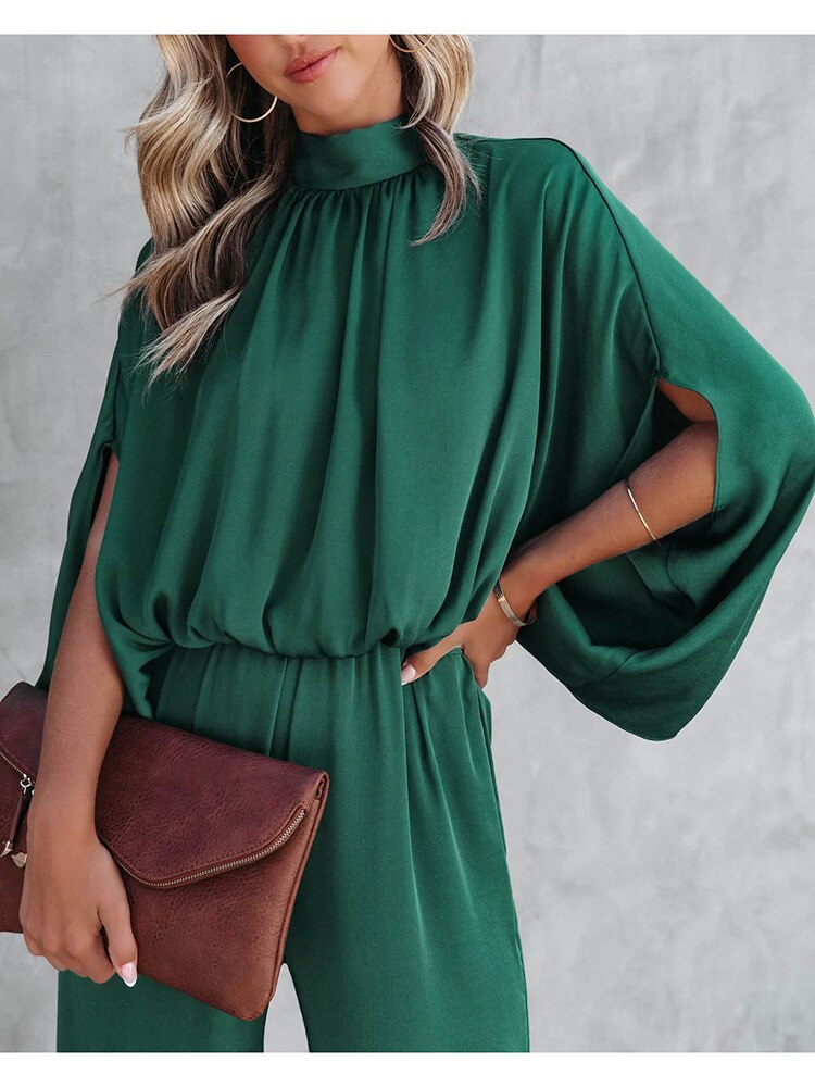 Sanna | Eleganter Jumpsuit für Frauen - Lange kreative Ärmel, weites Bein, formelles einteiliges Outfit