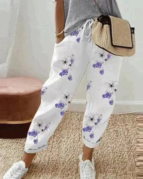 Azmira | Bedruckte Freizeithose für Frauen - hohe Taille, entspannte Passform, leichter Komfort