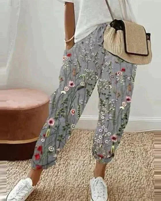 Azmira | Bedruckte Freizeithose für Frauen - hohe Taille, entspannte Passform, leichter Komfort