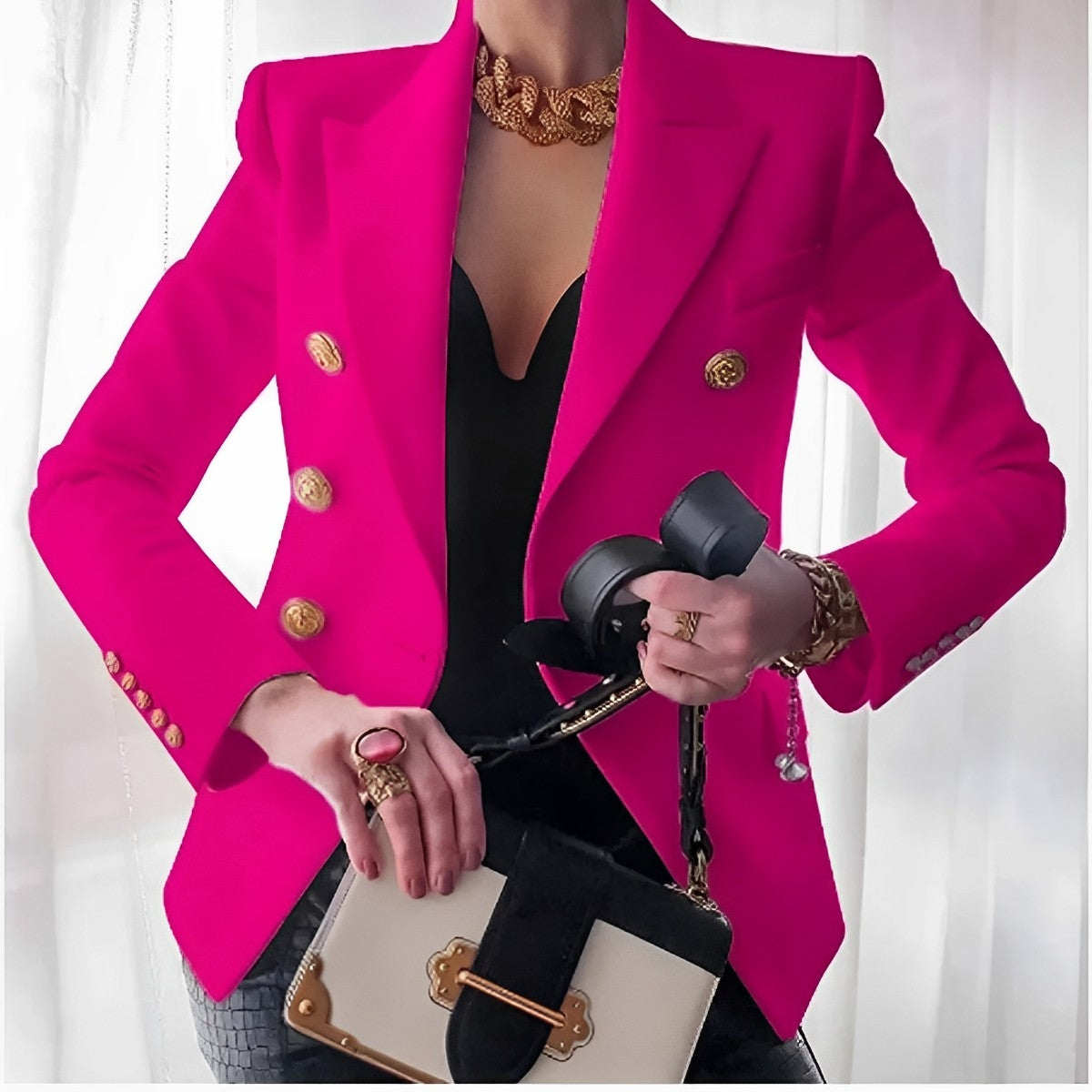 Tazira | Eleganter, maßgeschneiderter Damenblazer - Old Money Style Jacke mit Goldknöpfen