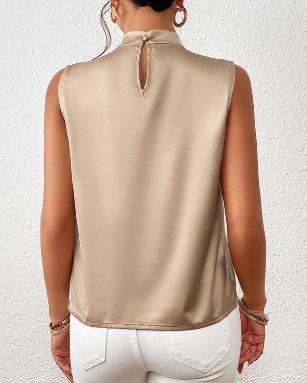 Glenna | Ärmellose Satinbluse für Damen - gedrehter Ausschnitt, elegantes Top aus luxuriösem Satin