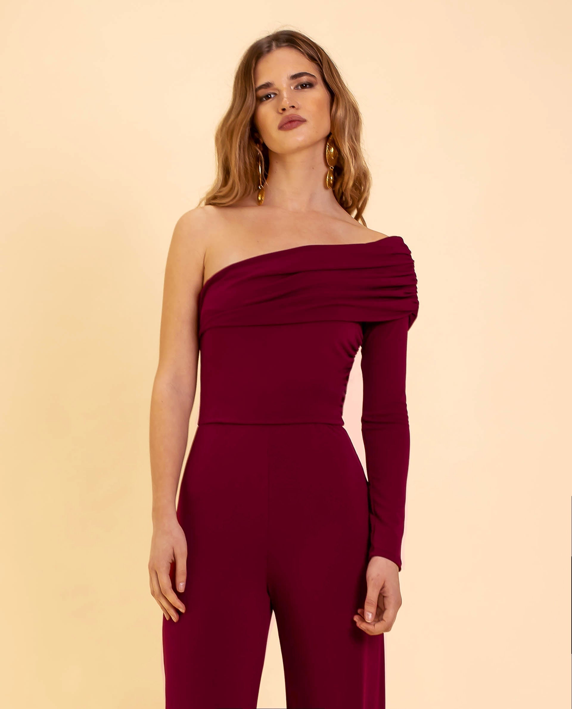 Ovidia | Ein-Schulter-Jumpsuit für Frauen - Elegante schmale Passform, Abendgarderobe