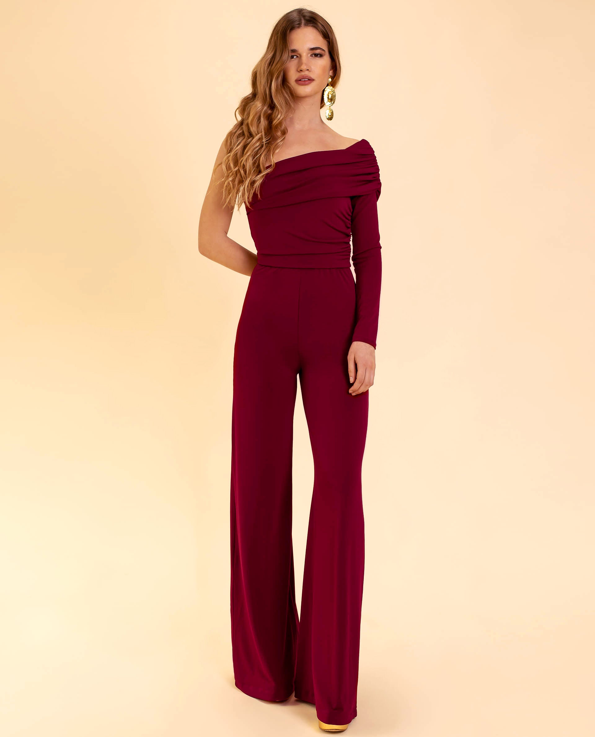 Ovidia | Ein-Schulter-Jumpsuit für Frauen - Elegante schmale Passform, Abendgarderobe